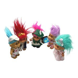 Vintage Russ Troll Doll Lot 5 Painter King Godmother Genie Lucky 1990s